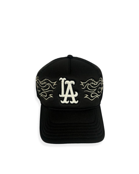 FERN LA “ Silver Flames  “ Black Mesh Trucker (7064105091205)