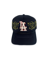 FERN LA “ Mustard Flames  “ Navy Mesh Trucker (7064104894597)